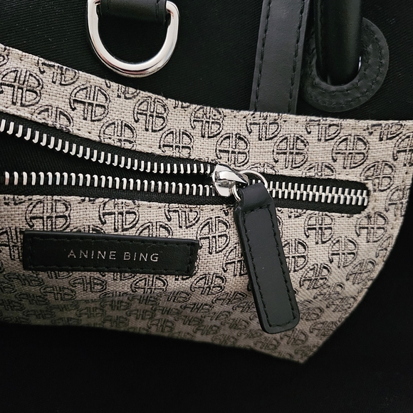 Anine Bing Black and Gray Monogram Tote - Picture 6 of 10